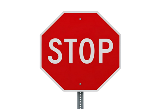 Bold red octagonal stop sign designed for clear traffic control safety.