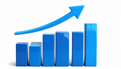 Abstract Blue Bar Graph with Upward Arrow