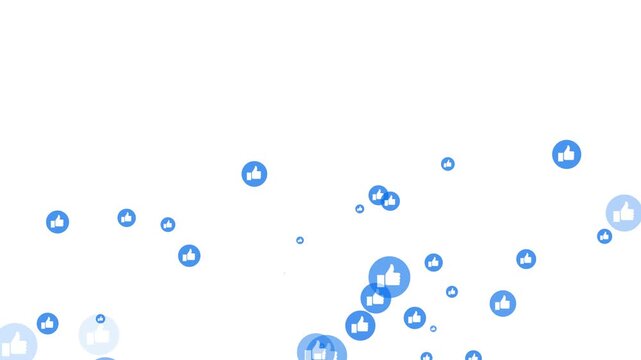Explosion of like reactions on a blue circle on a white background