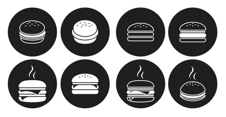 hamburger icons set white on a black background