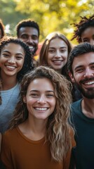 Obraz premium Group Portrait of Diverse Friends Laughing and Enjoying Quality Time Together in a Park Setting