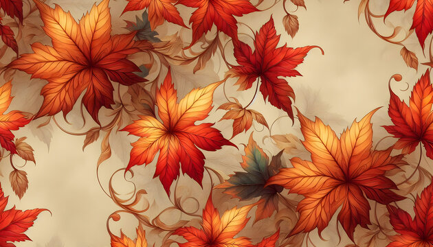autumn leaves background - Powered by Adobe