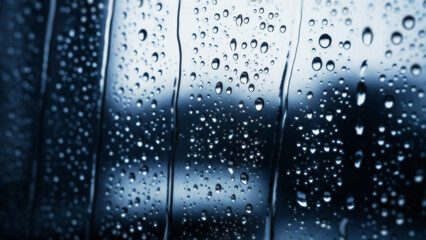濡れた窓ガラスの表面に見られる水滴のテクスチャ背景