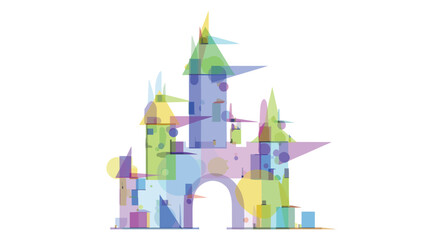 Obraz premium Abstract Colorful Castle Illustration, Generative AI.
