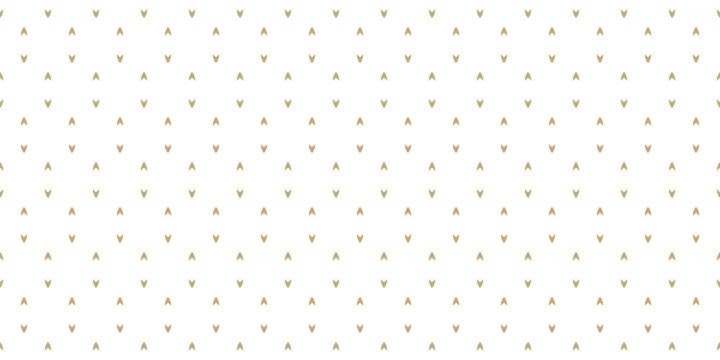 Vector golden seamless pattern with small arrow shapes on white background. Elegant minimalist geometric texture with tiny chevrons. Luxury abstract ornament. Repeated design for wallpaper, textile