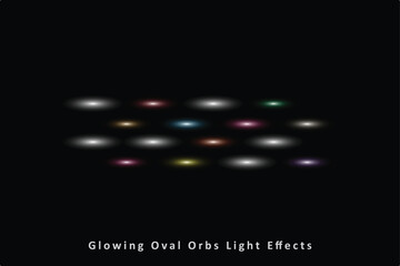 Colorful Glowing Oval Orbs on Dark Background Gradient Light Effect Vector