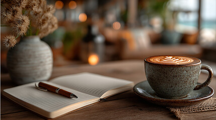 Ultra_Realistic_Cozy_Cafe_Scene_Latte_Art_Ceramic_Mug_Notebook_Beach_View_Remote_Work_Aesthetic