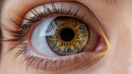 Hazel eye close up for health concepts, vision, and beauty ads with expressive detail and movement - Powered by Adobe