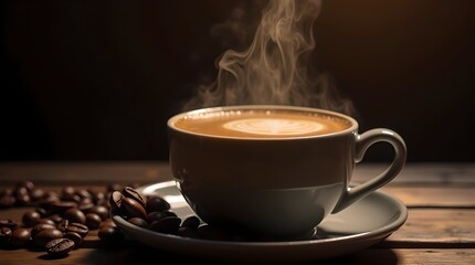 cup of coffee with beans