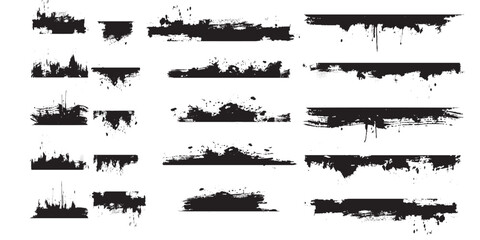 Grunge Black Splatter Edges, Rectangles, Irregular borders, for Graphic Design, Textured look, 170 characters
