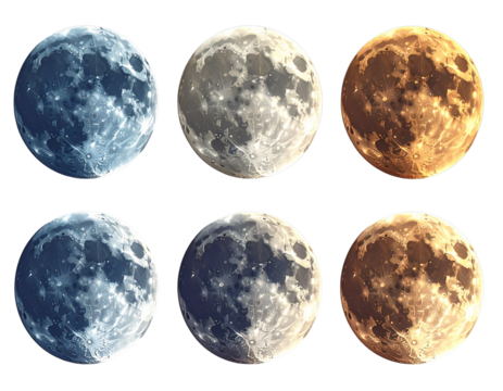  Minimal Moon Phase Icons Set transparent background png