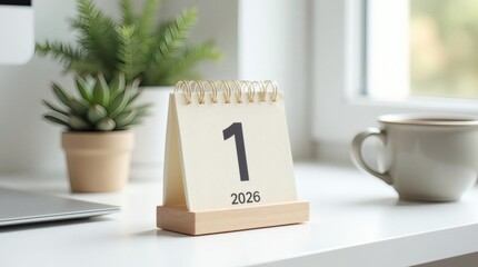Start the new year right with this modern desk setup featuring 2026 calendar, perfect for new beginnings and fresh opportunities in business and life
