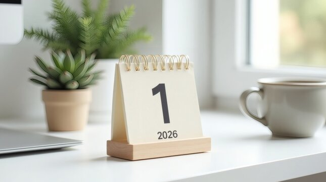 Start the new year right with this modern desk setup featuring 2026 calendar, perfect for new beginnings and fresh opportunities in business and life
