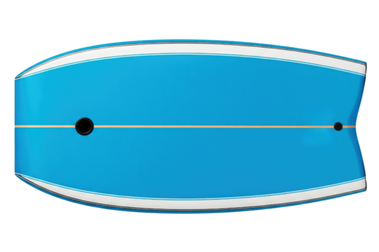 Blue bodyboard with white racing stripes for water sports isolated on a transparent background - Powered by Adobe