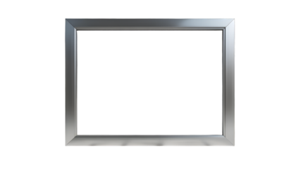 A silver rectangular frame with a black background providing a modern and sleek aesthetic look