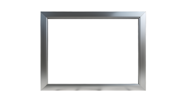 A silver rectangular frame with a black background providing a modern and sleek aesthetic look
