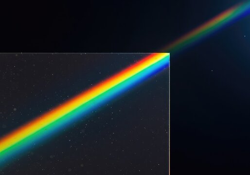 Abstract background showing light refraction through a geometric prism creating colorful spectral bands and optical flares ,refraction ,pattern ,dispersion - Powered by Adobe
