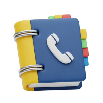 Address book with phone icon isolated on transparent background for contact and data management