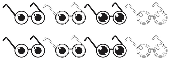 Seamless Pattern of Round Eyeglass Icons.