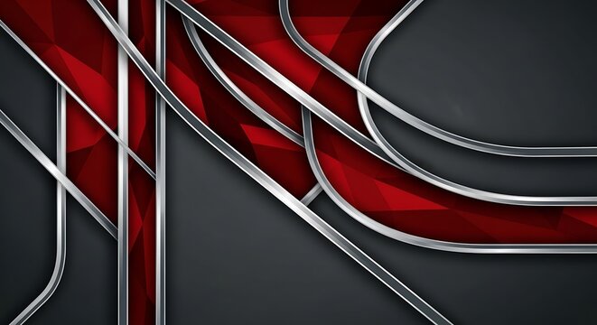 Sophisticated interplay of scarlet facets and sleek chrome lines design