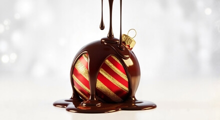 Christmas ornament covered in chocolate for creative holiday advertising and dessert promotion 