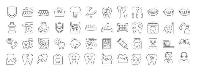 dentist and dental clinic related icon, thin line style