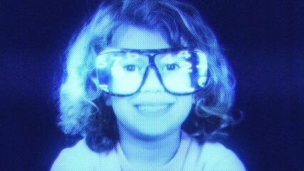 a small girl with glasses with code - Powered by Adobe