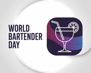 World bartender day celebration graphic with a modern cocktail glass icon
