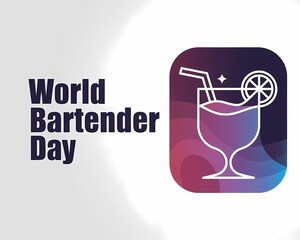 World bartender day concept with cocktail drink icon on gradient background