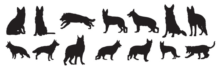 Fototapeta premium german shepherd silhouette set 