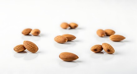 Almonds on white top