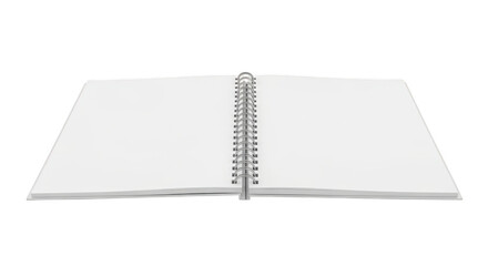 Open blank spiral bound notebook isolated on transparent background