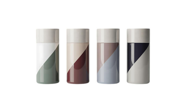 Container set with diagonal color blocks