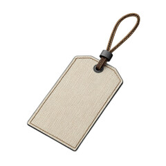 Single luggage tag on a white background with no shadow, showcasing a plain design ideal for travel-related themes and branding purposes