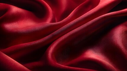 Obraz premium Luxurious deep red silk fabric with soft elegant folds and waves.