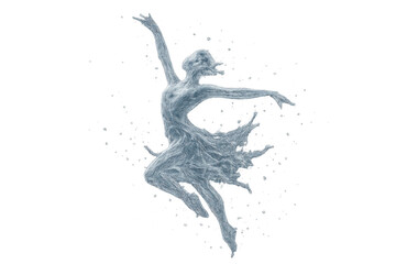 Fototapeta premium Abstract ice ballerina dancing, showing frozen water sculpture movement and grace, transparent background