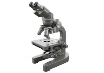 Microscope isolated on transparent background for scientific research and education
