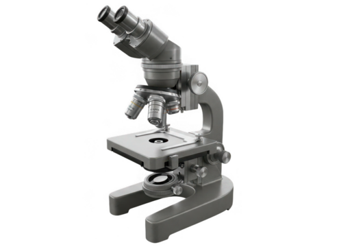 Microscope isolated on transparent background for scientific research and education