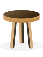 A circular coffee table vector with three legs
