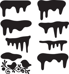 Set of teeth isolated with a red blood drip and splash vector illustration