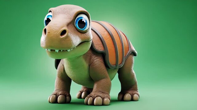 Cute cartoon turtle with big blue eyes and orange shell