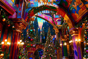 Christmas Themed Background With Copy-space and Vibrant Festive Colours