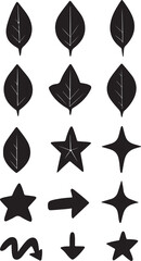 black and white star set vector illustration