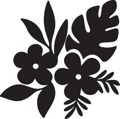 Black and white floral flower illustration design