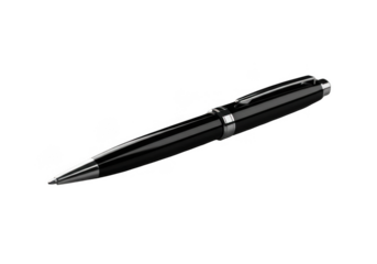 Elegant black pen isolated on transparent background for writing and journaling