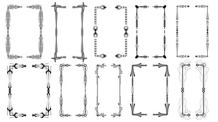 Set Black Simple Line Collection Different Doodle Brackets, Parentheses, Braces Elements Vector Design Style Sketch Isolated Illustration For Banner