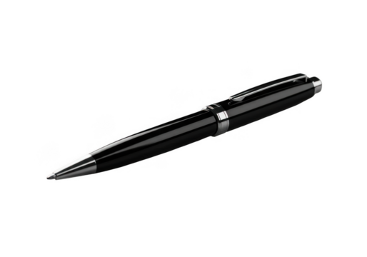 Elegant black pen isolated on transparent background for writing and journaling - Powered by Adobe