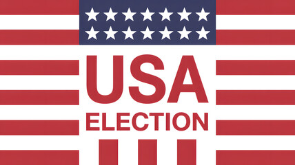 American flag with usa election text in the center symbolizing the presidential election and voting process in the united states isolated on transparent background