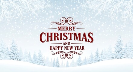 Elegant merry christmas and happy new year greeting card design