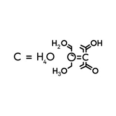 Chemical structure formula of citric acid molecule isolated on